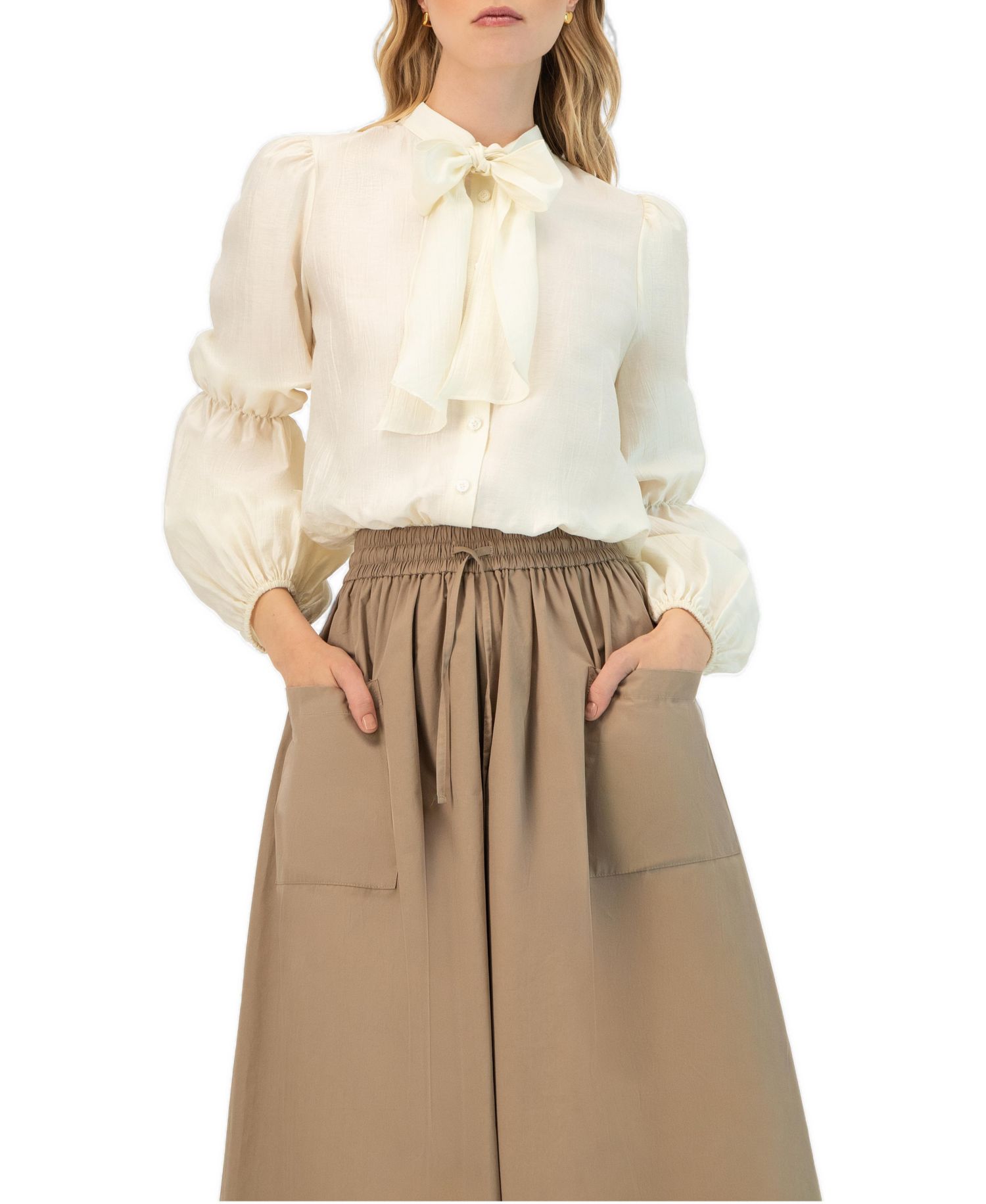 Women's Long Sleeve Blouse with Necktie