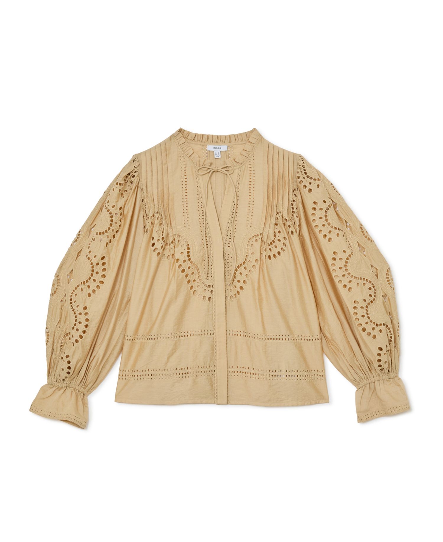 Women's Broderie Anglaise Tie-Neck Blouse