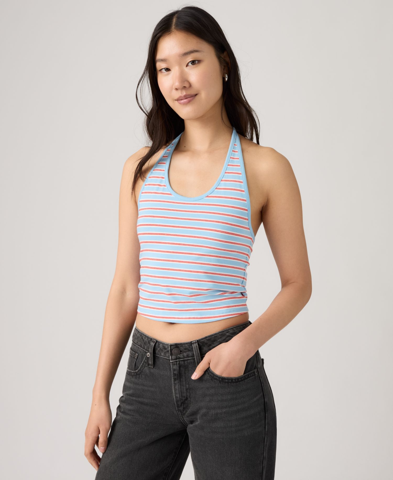 Women's Ella Striped Halter Crop Top
