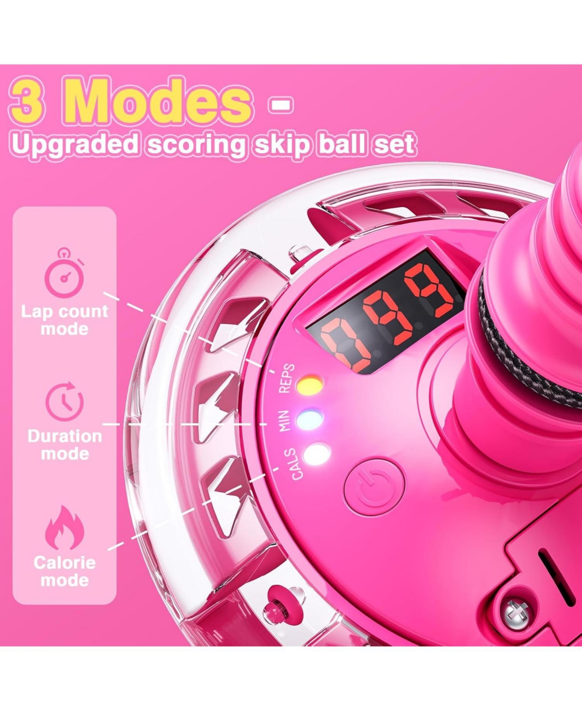 HopeRock Skip Ball Toy for Girls Ages 6-10,Girl Birthday Gifts,3 Fun Modes,Flashing Light-Up Wheel,Led Digital Counter,Replaceable Battery