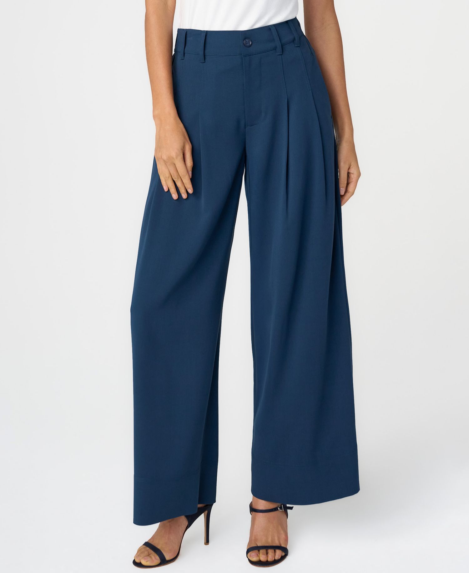 Petite High-Rise Pleated Wide-Leg Trousers