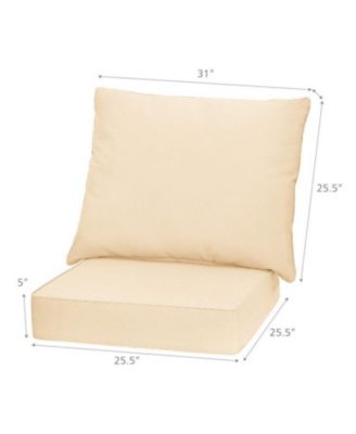 Deep Seat Chair Cushion Set with Backrest Tie Straps Indoor Outdoor Pads