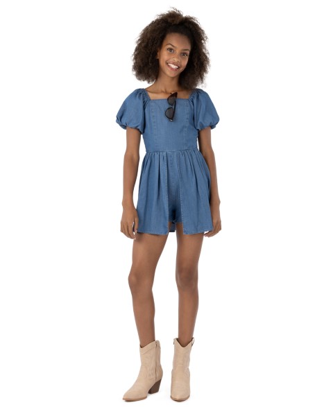 Детские Speechless Girls' 7-16 Denim Romper with Sunglasses, 2-Piece Set