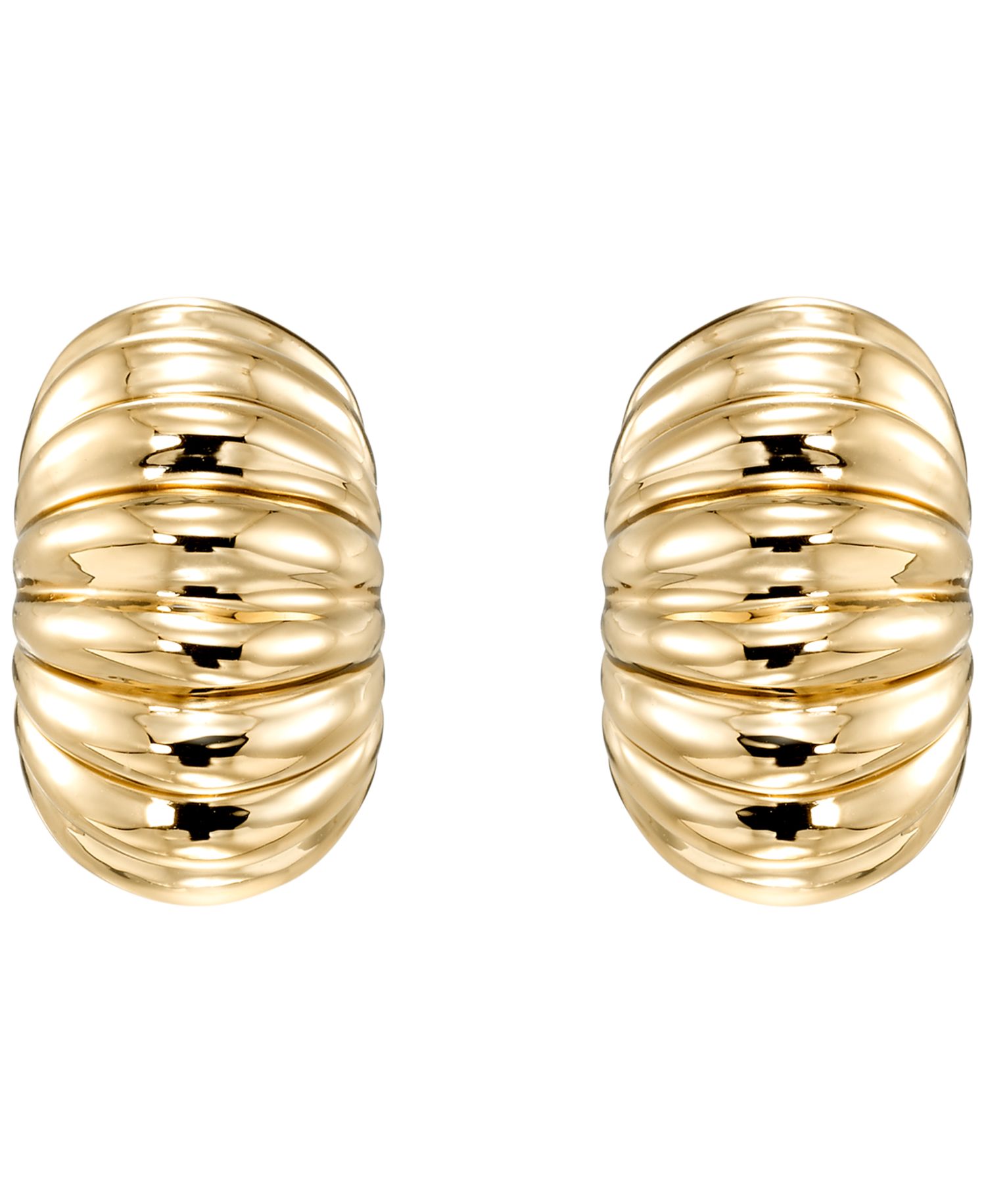 Shrimp Chunky C Shape Hoop Earrings in 10k Yellow Gold