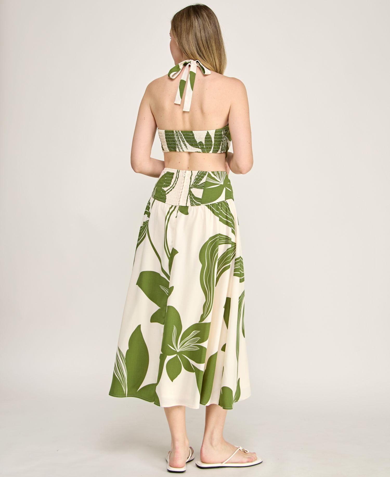 Juniors' Halter Neck Fit And Flare Midi Dress