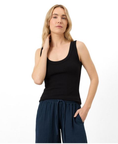 Женский топ Pact Perfect Rib Scoop Neck Tank Made With Cotton, цвет: Чёрный