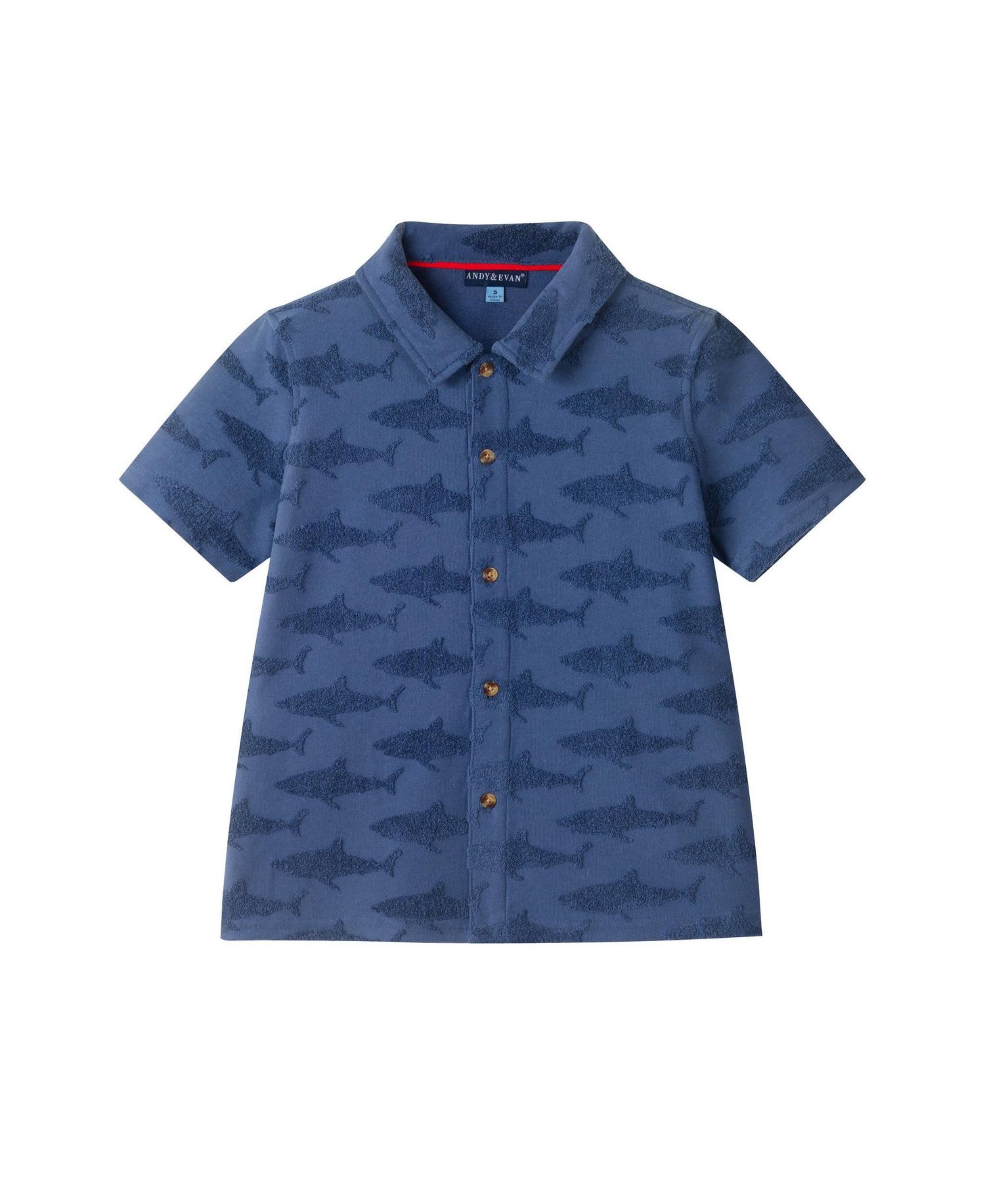 Big Boys Shark Reverse Jacquard Button down Set