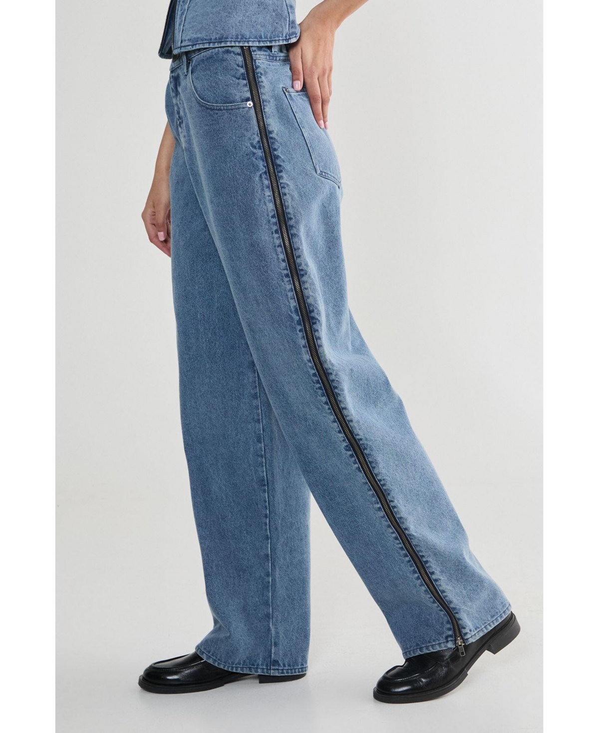 Nasty Gal Women's Zip Seam Detail Straight Leg Denim Jeans