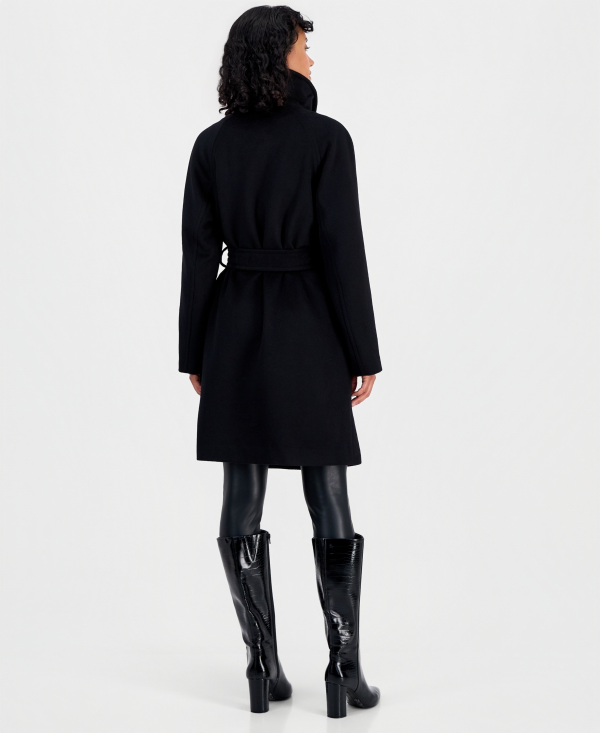 Calvin Klein Women's Double-Breasted Wrap Knit-Collared Coat