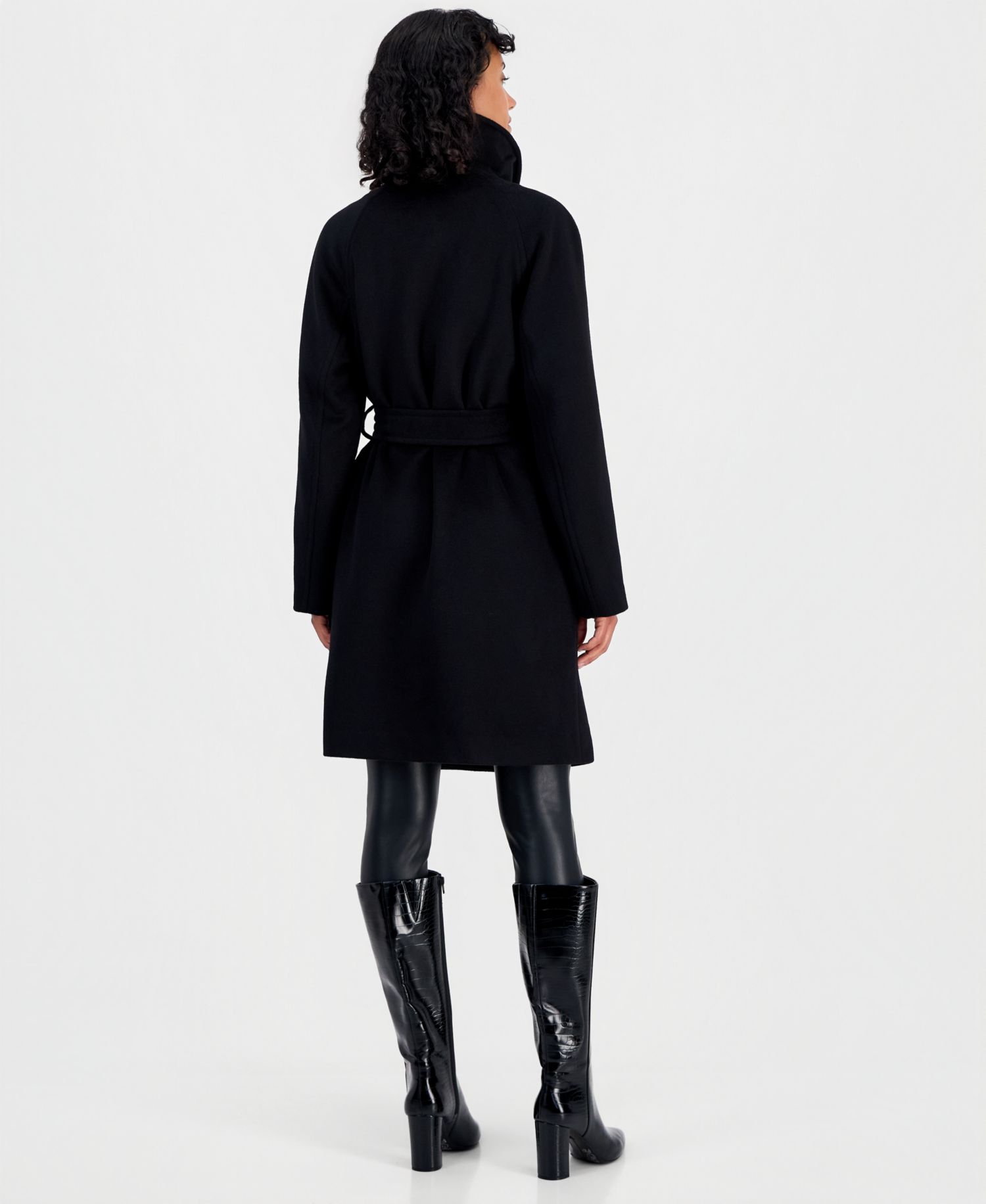 Women's Double-Breasted Wrap Knit-Collared Coat