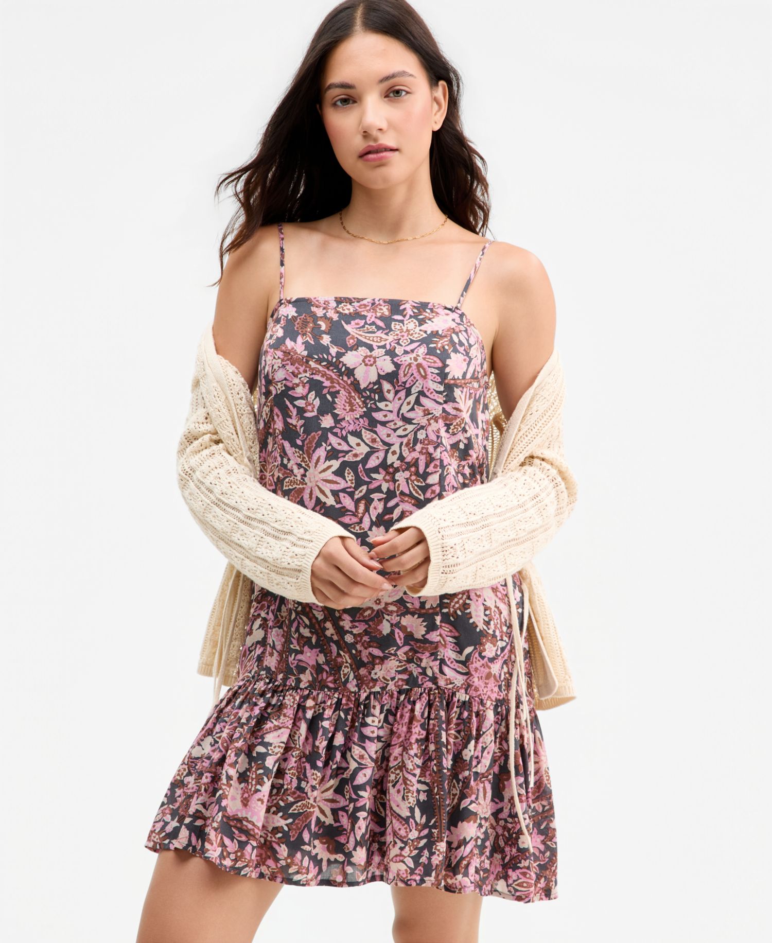 Women's Printed Drop-Waist Mini Day Dress