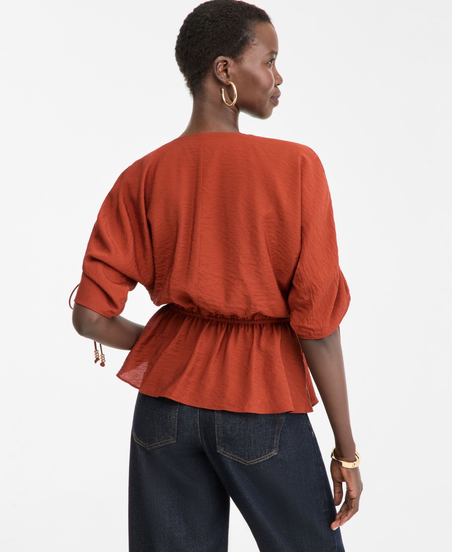 Women's Short-Sleeve Faux Wrap Peplum Top