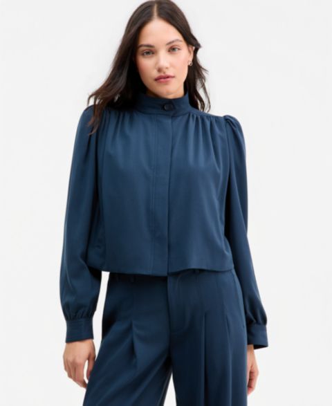 Женские куртки Liverpool Los Angeles Women's Puff-Sleeve Hidden-Placket Jacket