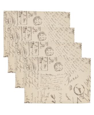 Script Print Design Placemats, Set of 4