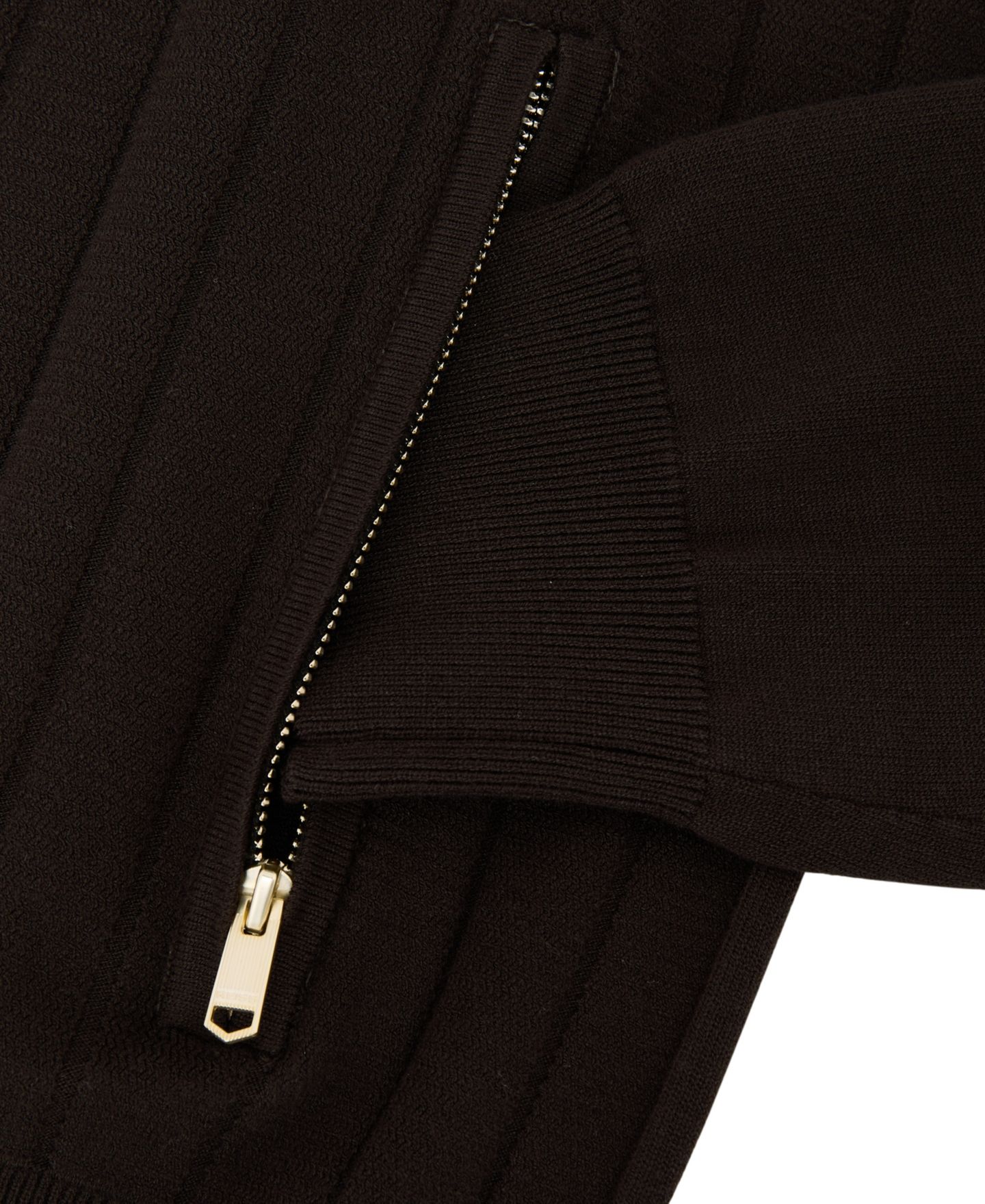 Мужской кардиган REISS Marsh Zip Through Wide Ribbed Cardigan, цвет: Шоколадный коричневый — фото 3