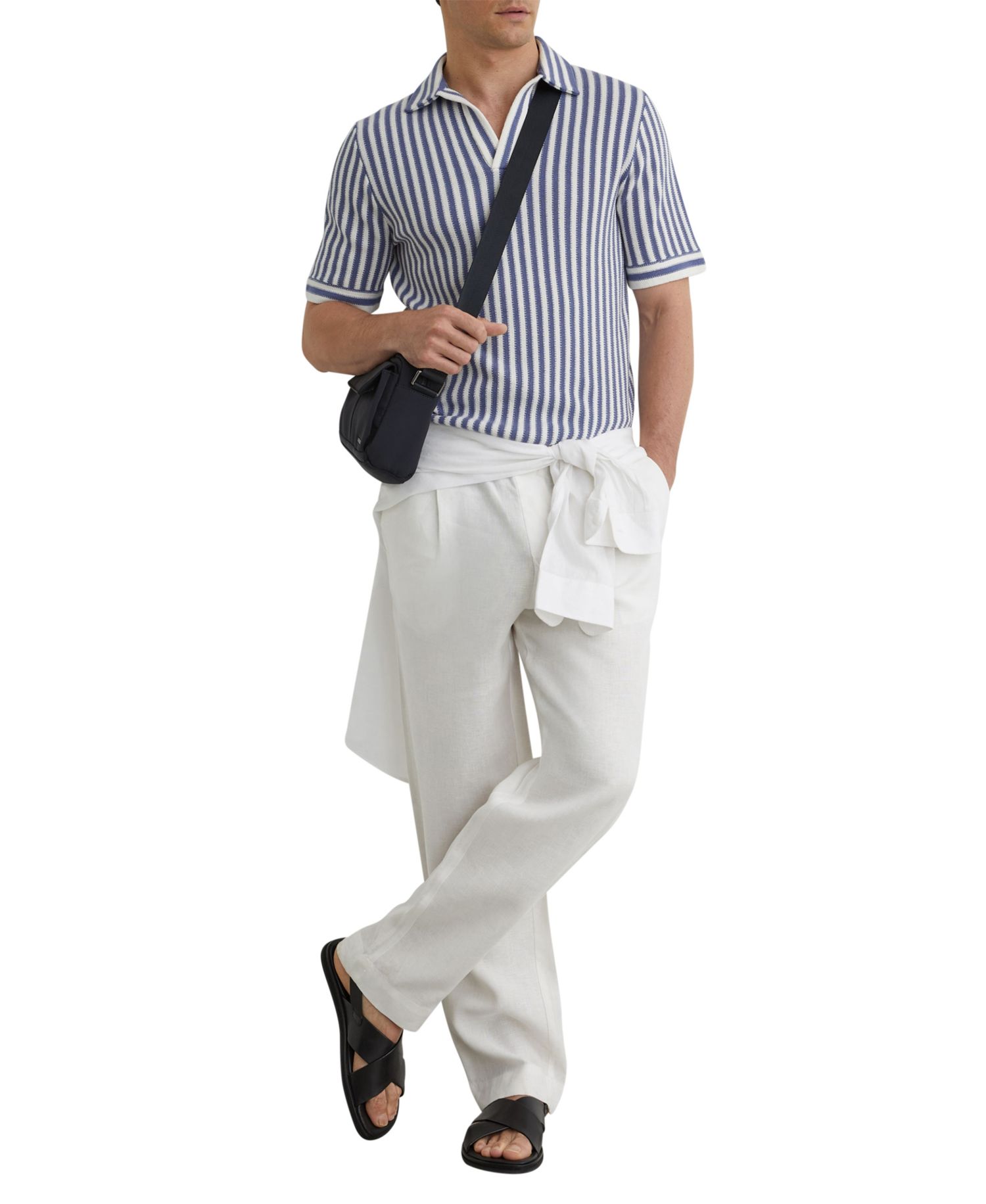 Men's Alba Open Collar Stripe Polo Shirt