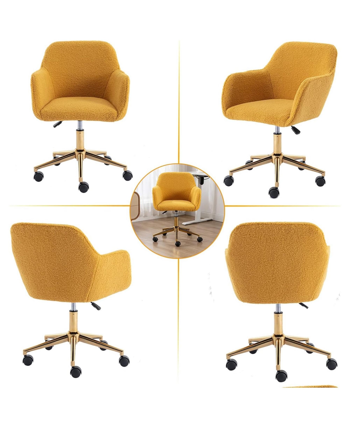 Rainsken Modern Teddy Fabric Home Office Chair