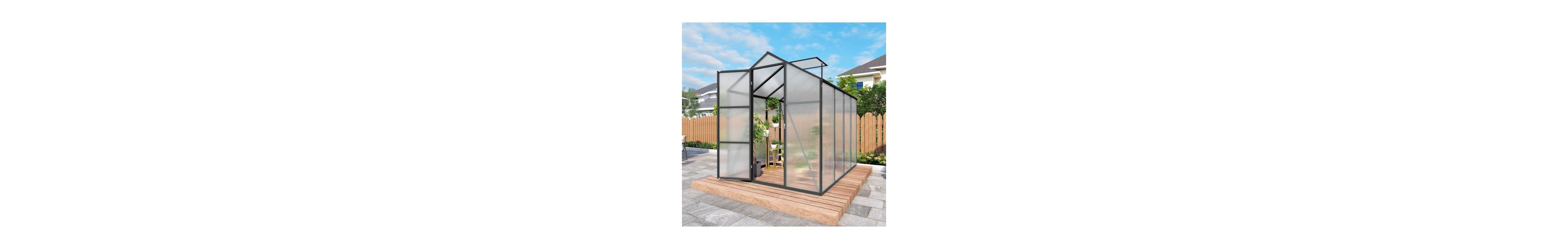 Lovmor 6.5 Ft Wood Polycarbonate Cold Frame Greenhouse for Outdoor Garden Storage Black