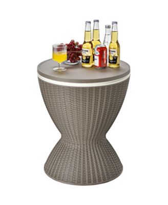 3 in 1 8 Gallon Patio Rattan Cooler Bar Table with Adjust Ice