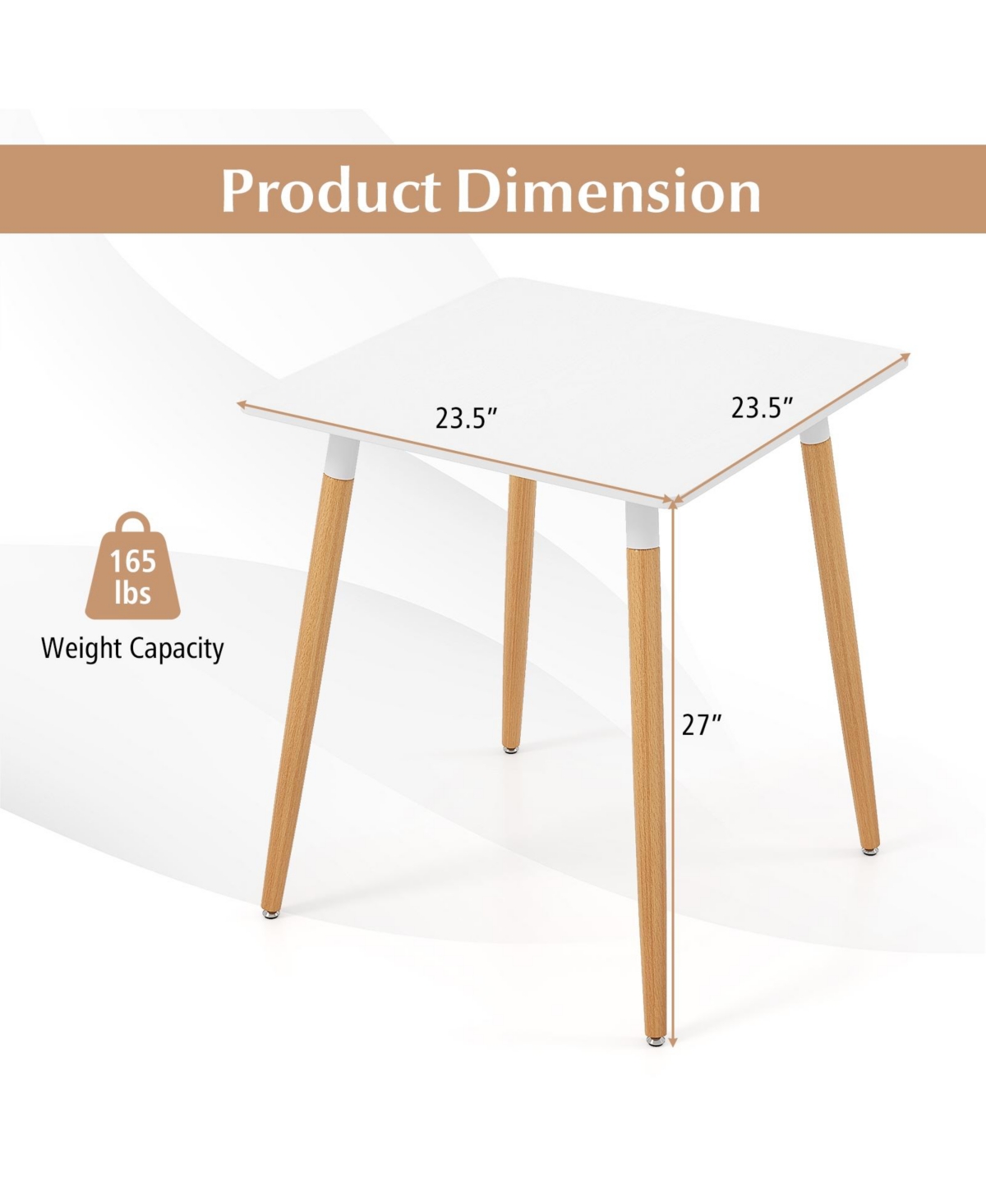 Slickblue Square Kitchen Dining Table with Adjustable Leveling Foot Pads