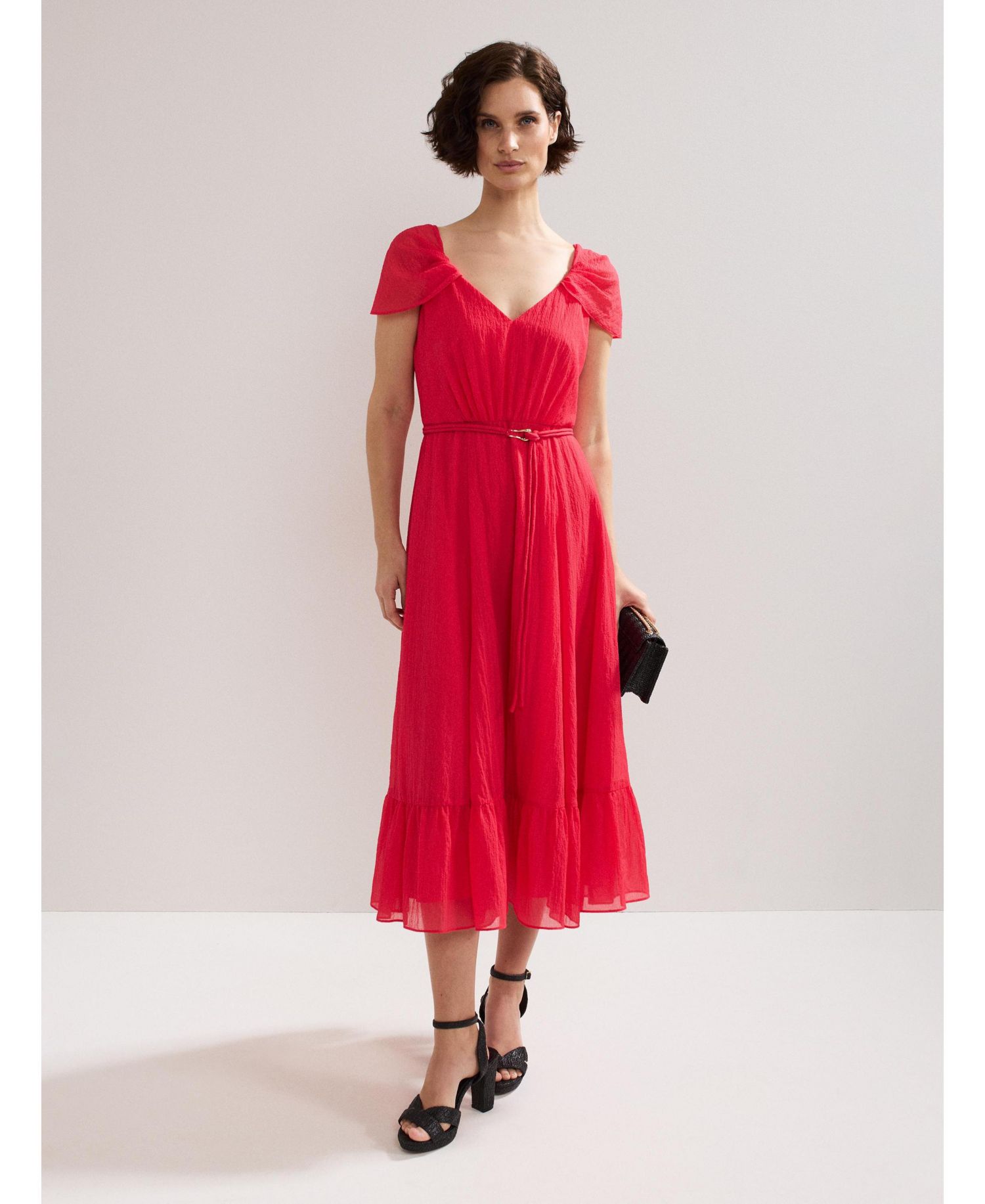 Women's Jen Gathered V-Neck Midi Dress