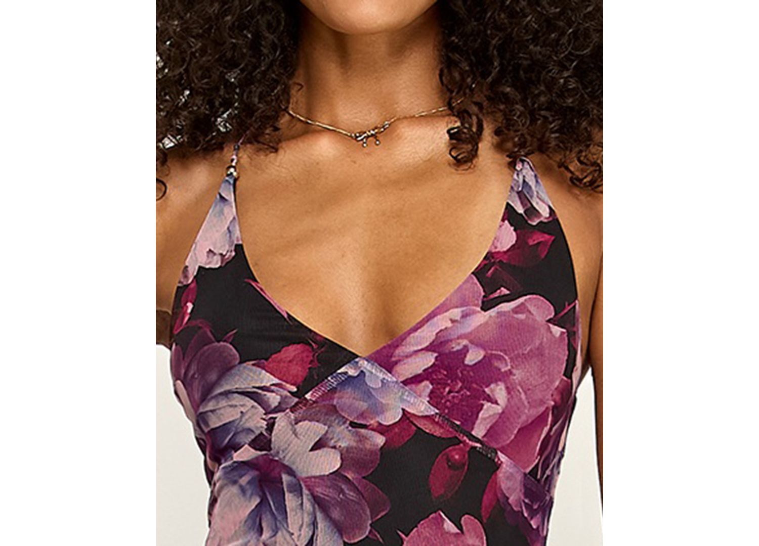 Juniors' Printed Mesh Halter Dress