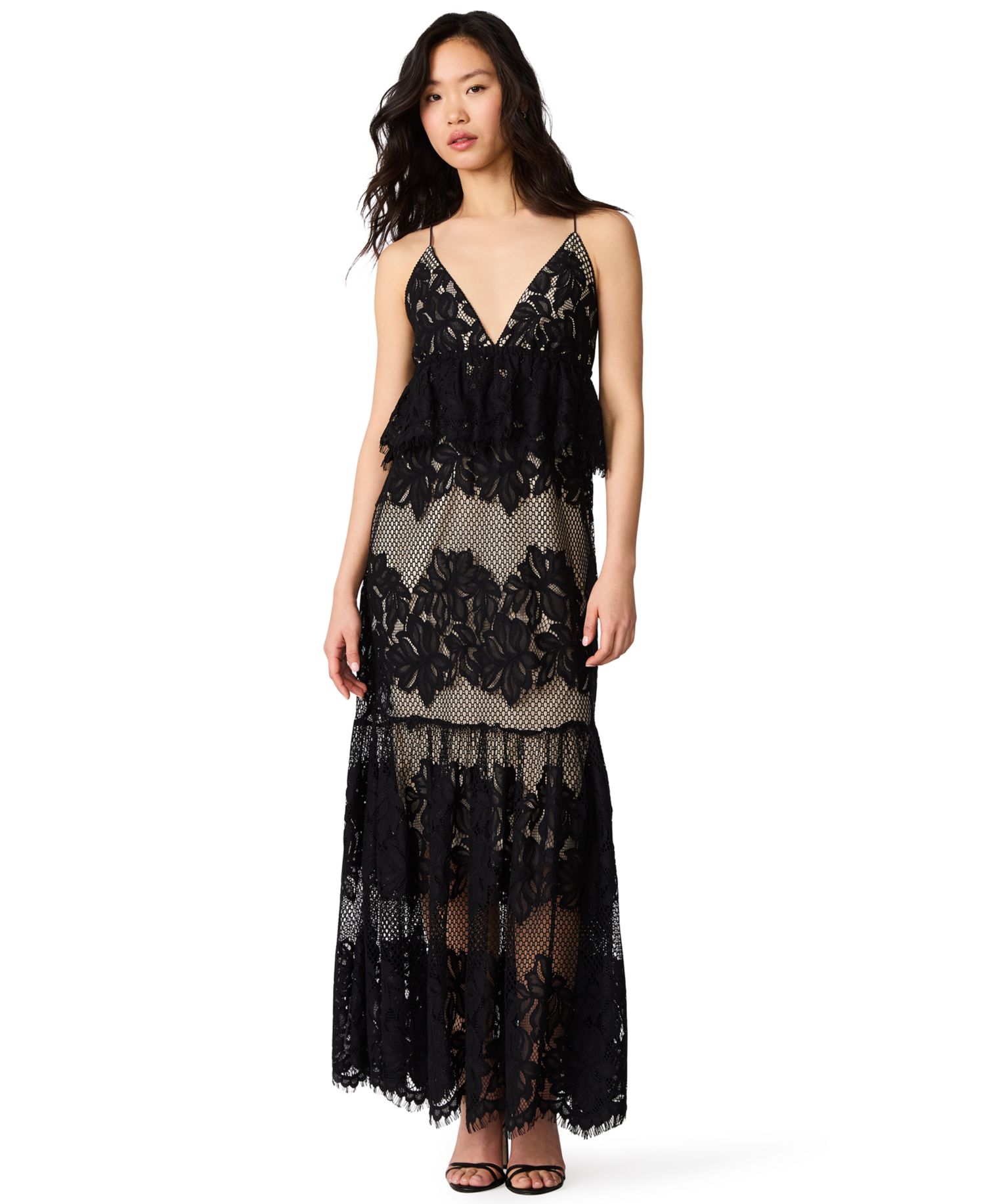 V-Neck Peplum Lace Dress