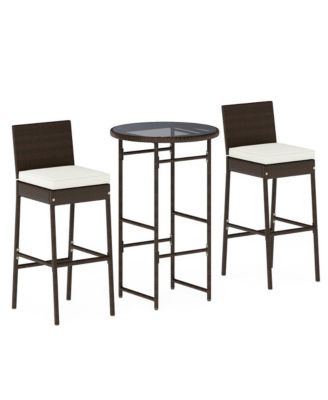 3 Piece Outdoor Bar Set Patio Heavy-Duty Metal Barstool and Table Set