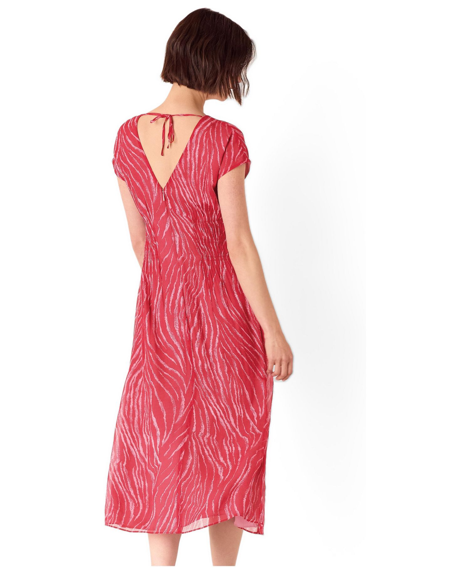 Women's Short Sleeve Zebra Texture Midi Dress