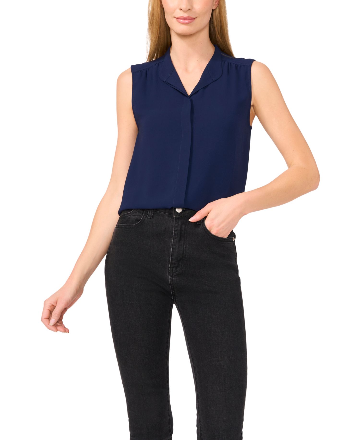 Women's Open Collar Sleeveless Top