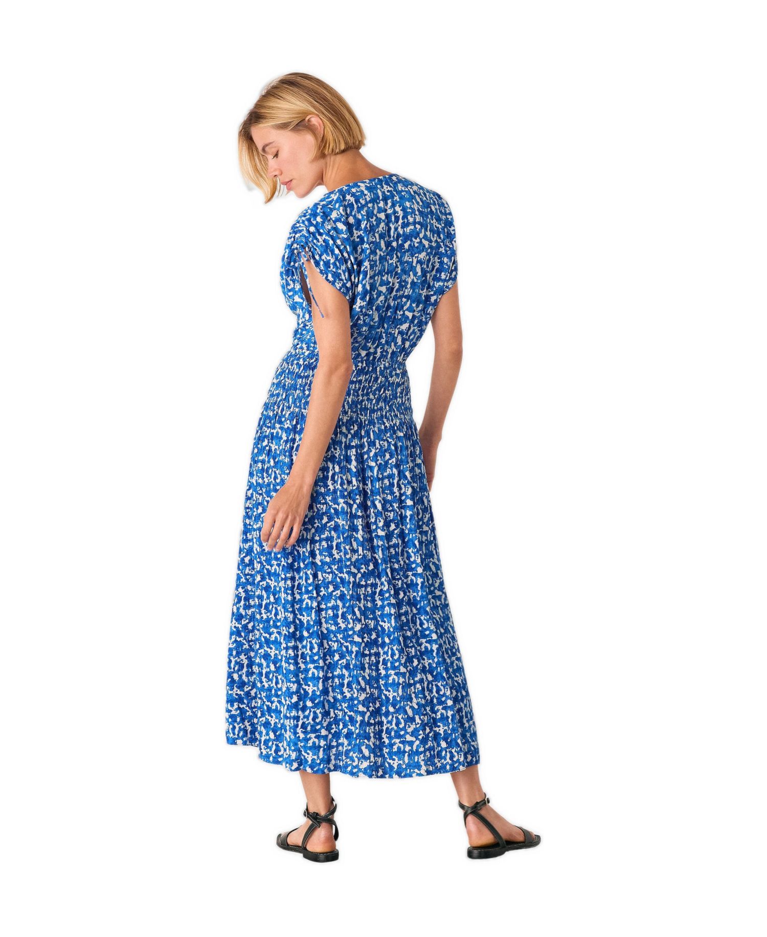 Women's Brushed Stroke Short Sleeve Midi Dress