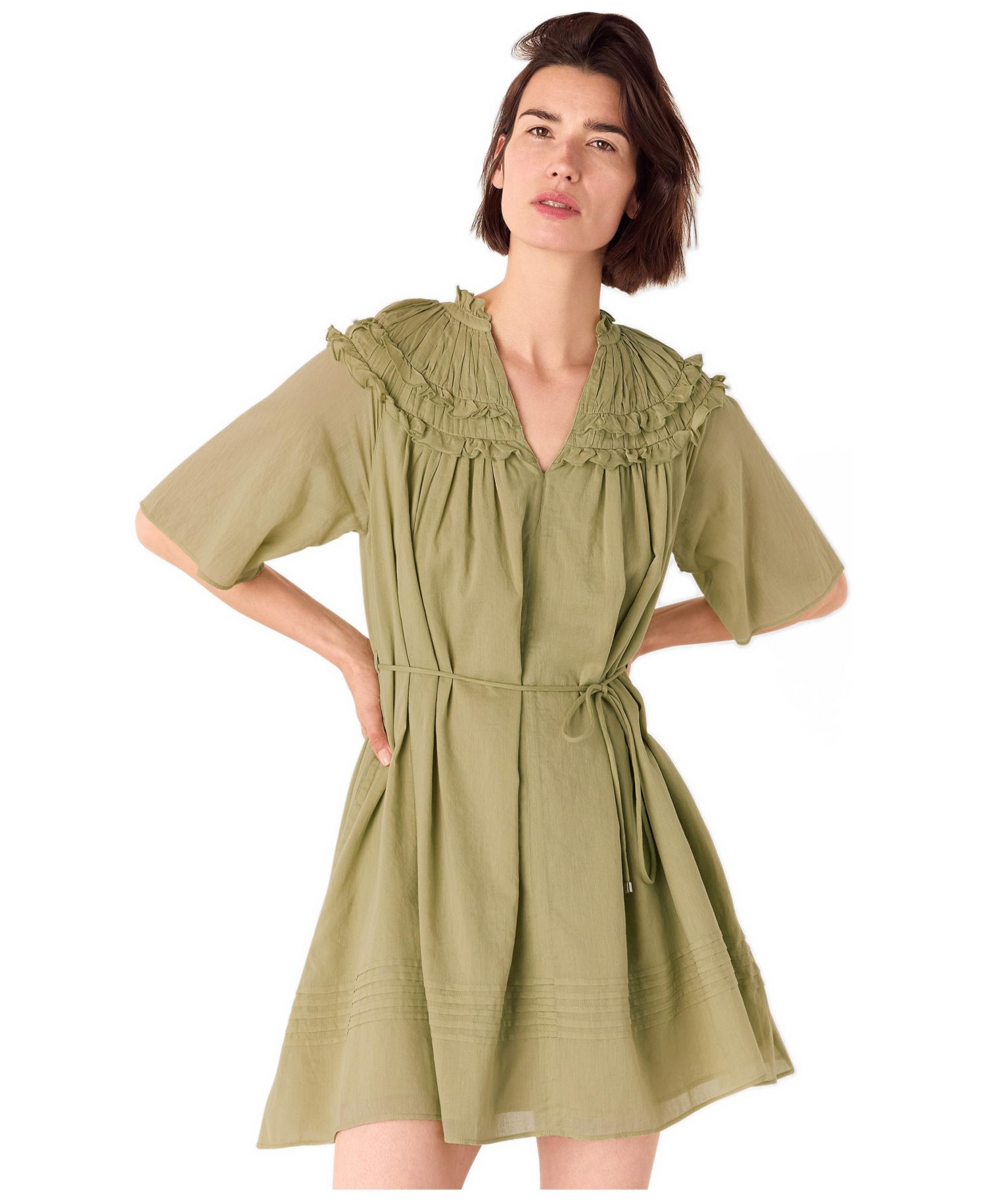 Women's Short Sleeve Cotton Frill Mini Dress