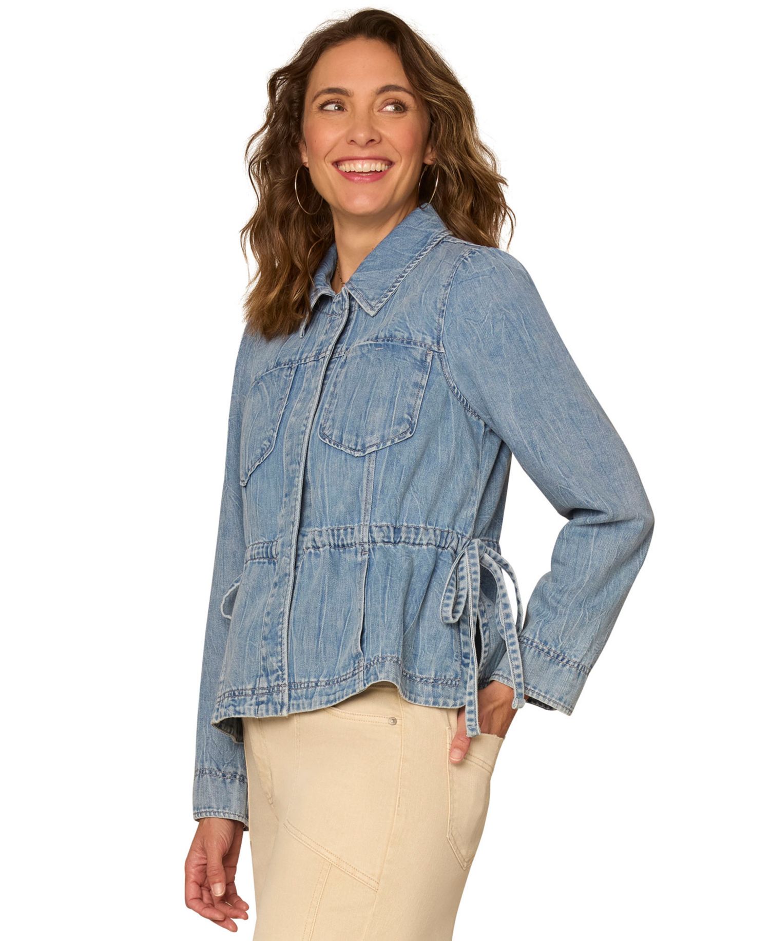 Petite Collared Neck Peplum Jacket