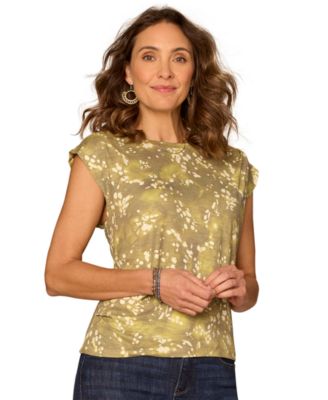 Petite Printed Cap-Sleeve Top