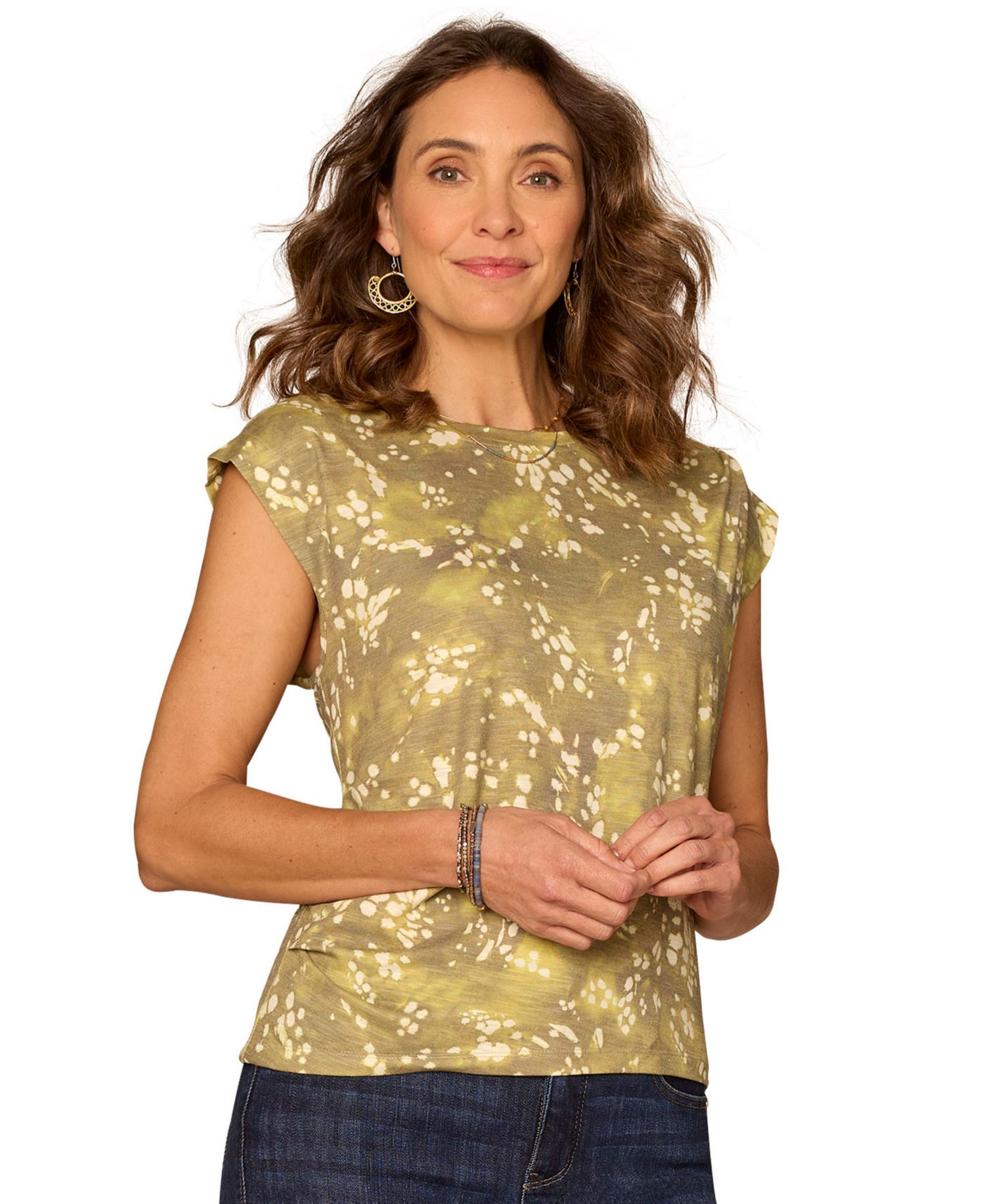 Petite Printed Cap-Sleeve Top