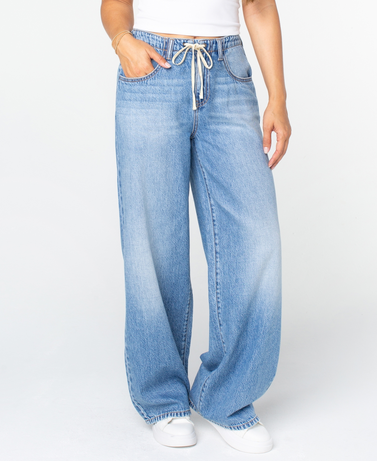 Celebrity Pink Juniors' Drawstring-Waist Wide-Leg Jeans