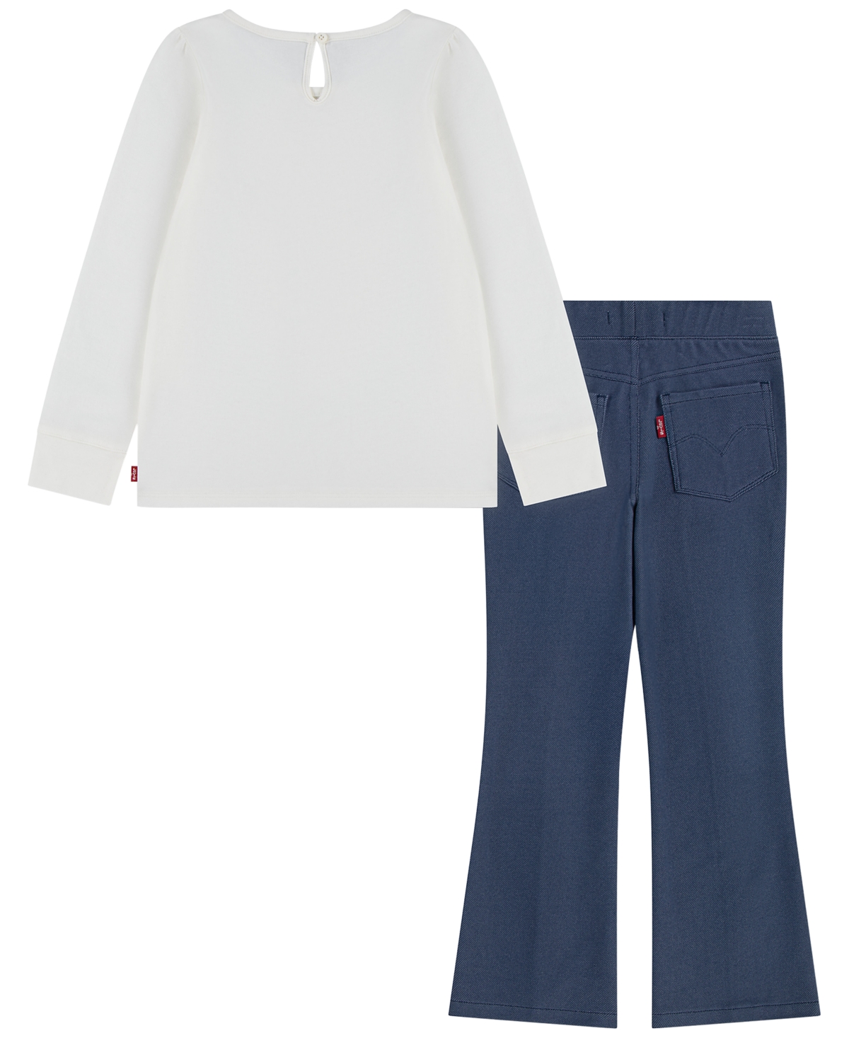 Levi's Girls' 4-6X Bear T-Shirt and Flared Pants, 2-Piece Set