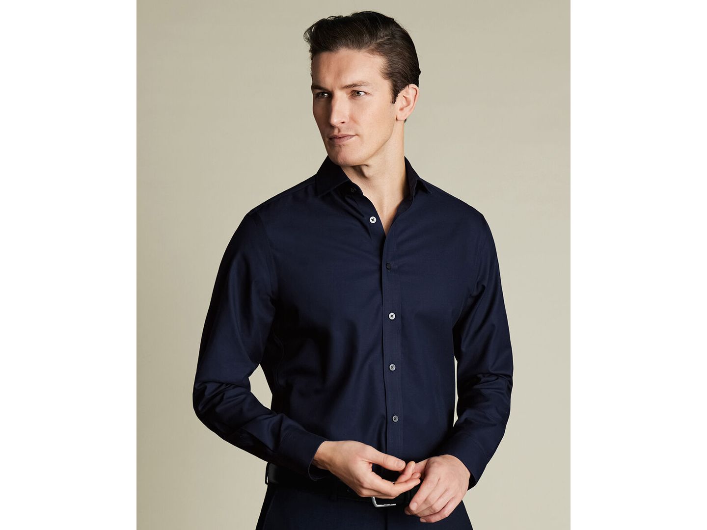 Мужская рубашка Charles Tyrwhitt Spread Collar Long-Sleeve Dress Shirt, цвет: Тёмный тёмно-синий — фото 1