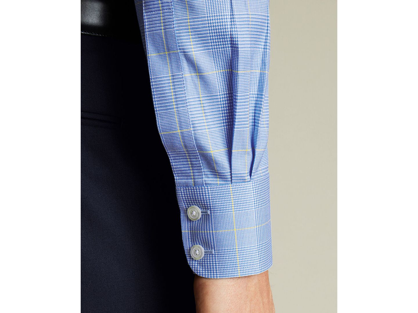 Мужская рубашка Charles Tyrwhitt Slim-Fit Spread Collar Dress Shirt, цвет: Средний синий — фото 3