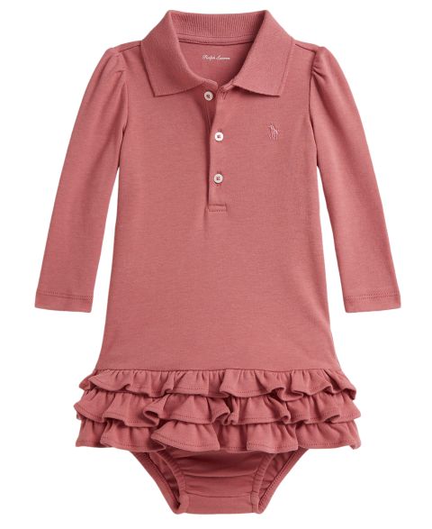 Polo Ralph Lauren Baby Girls' Long-Sleeve Polo Dress and Bloomer, 2-Piece Set, цвет: Холщовый розовый
