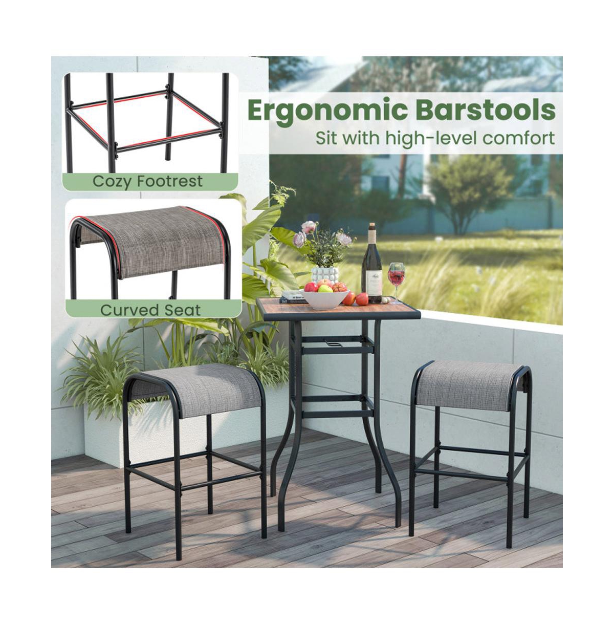 Boyel Living Set of 2/4 Patio Metal Bar Stools with Curved Fabric Seat-Set of 2