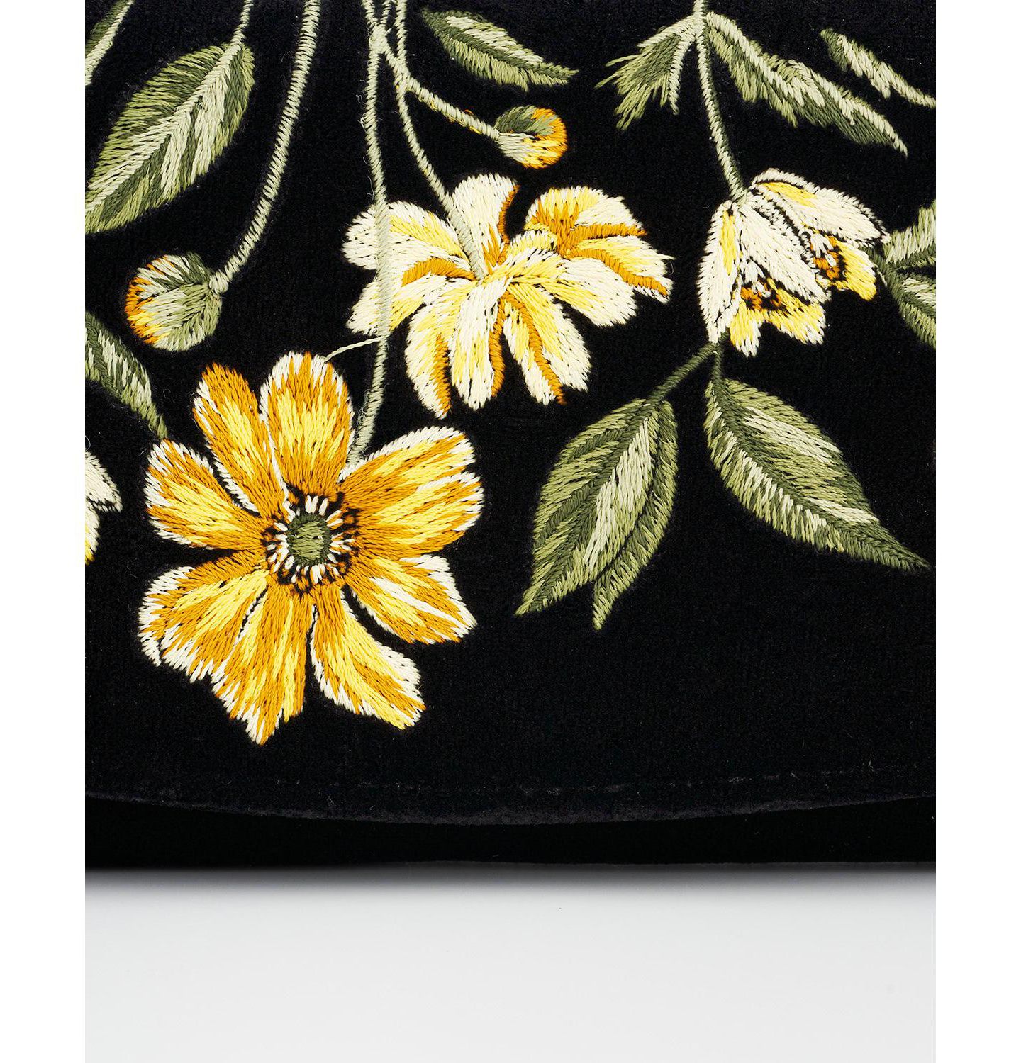 Женская сумка Fable England Botanical Velvet Embroidered Purse Large, цвет: Чёрный — фото 3