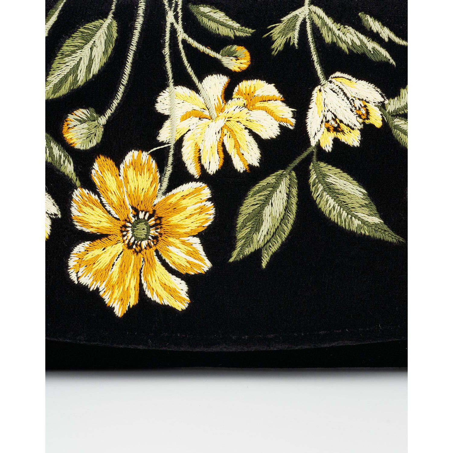 Botanical Velvet Embroidered Purse Large
