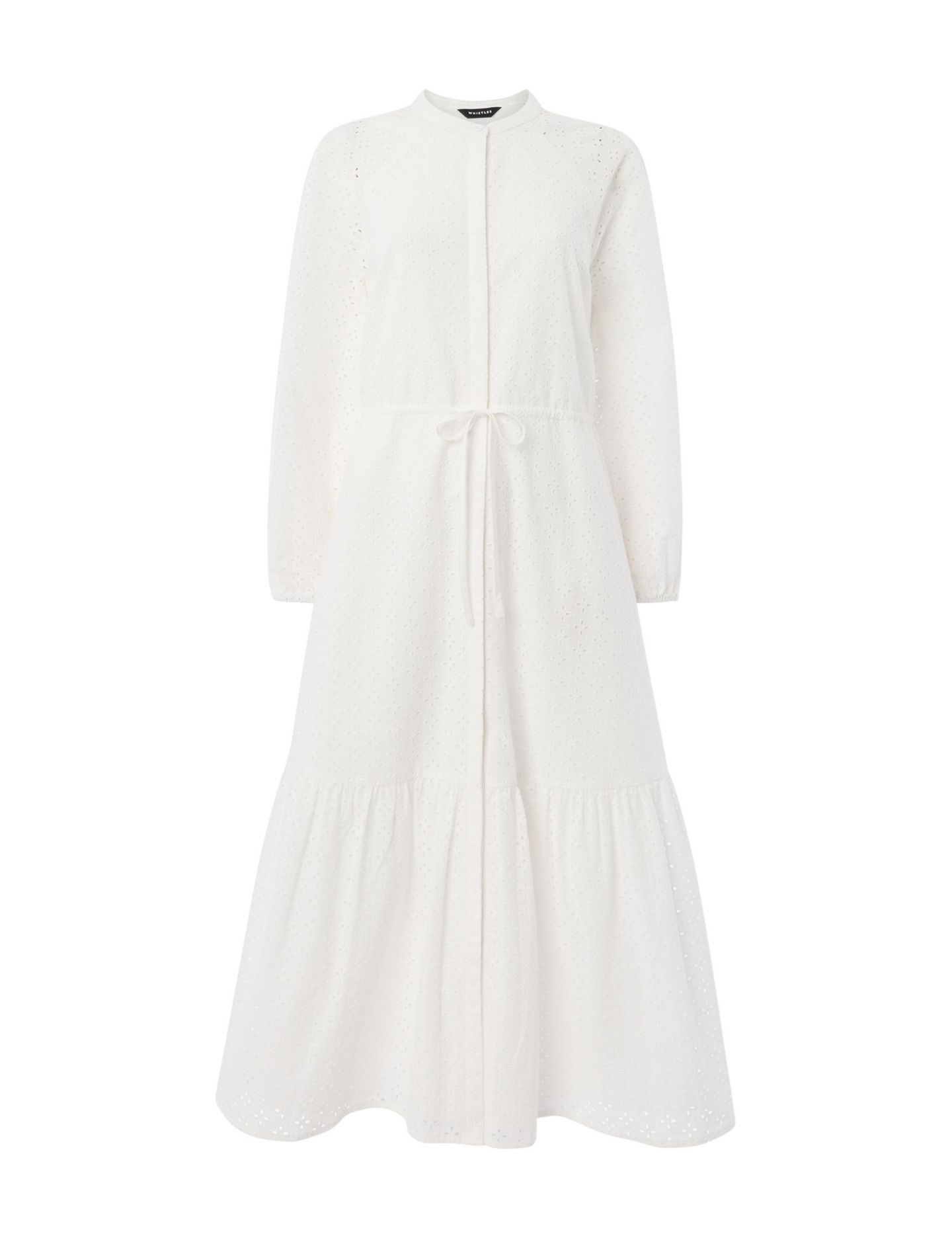 Женское платье Whistles Long Sleeve Broderie Midi, цвет: Белый — фото 4