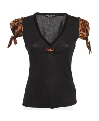 Women's Leopard Print Satin And Jersey Top