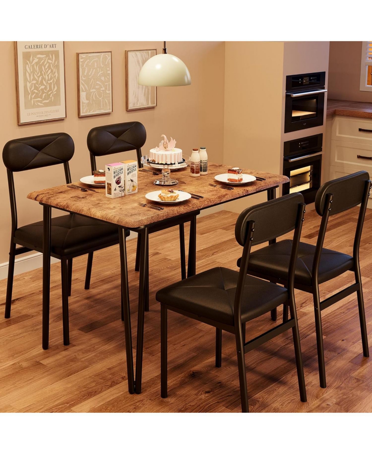 gaomon 5-Piece Dining Table Set with Upholstered Chairs