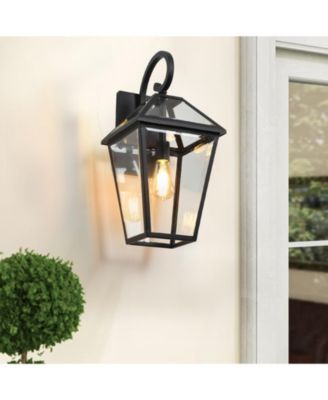 21 Outdoor Wall Lantern Light, Modern Metal and Clear Glass Sconce (Bulb Not Included)