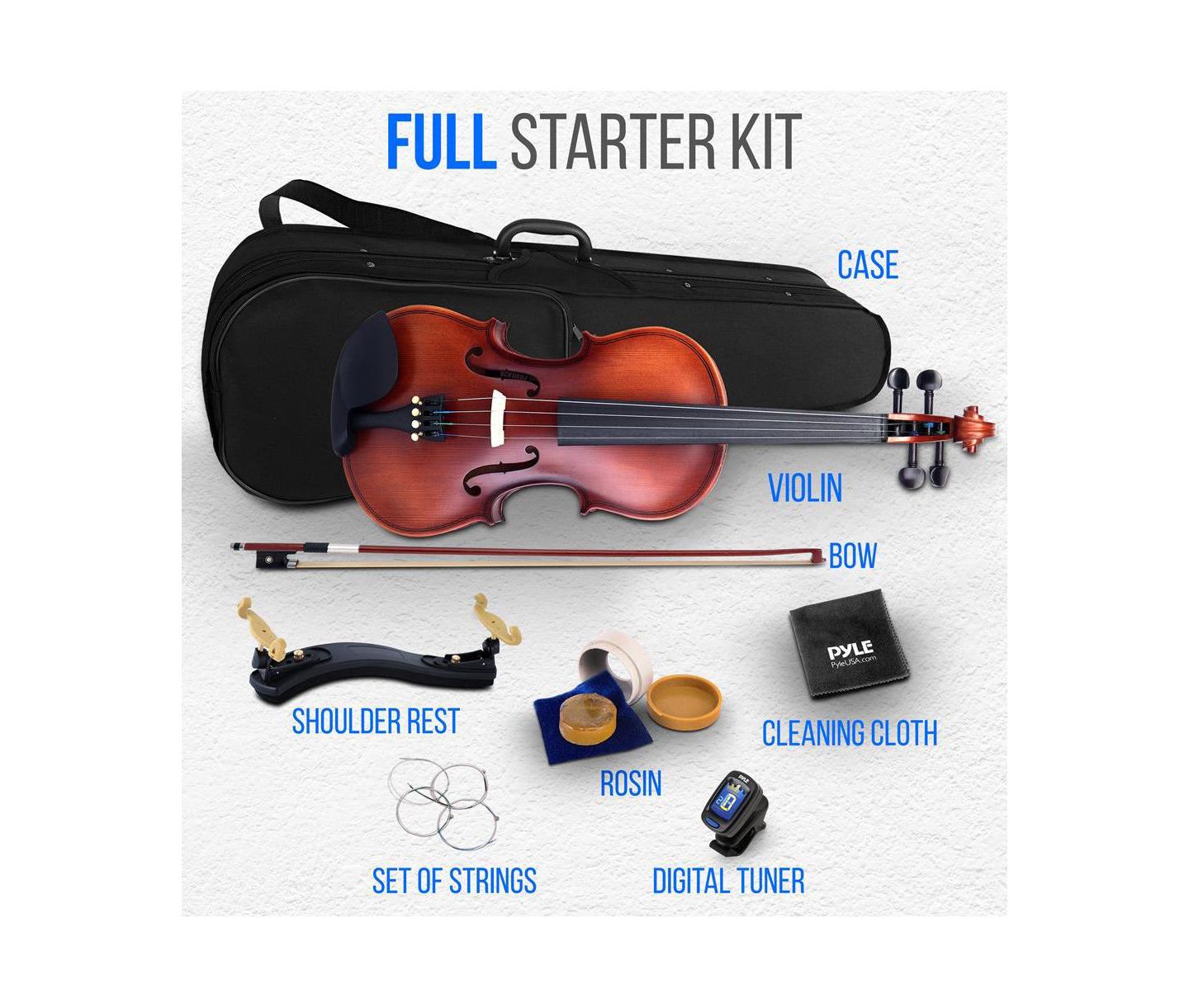 Детские игрушки Pyle 4/4 Student Violin with Digital Tuner Kit, Ages 8+ — фото 7