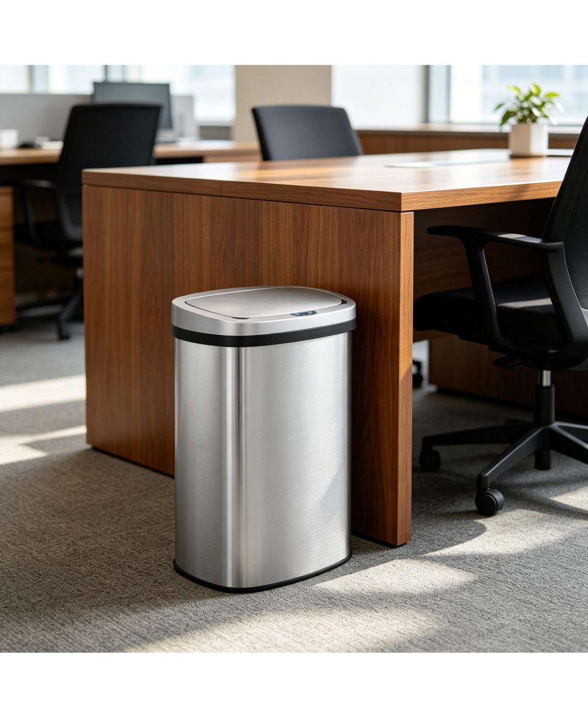 13 Gal./50 Liter Stainless Steel Oval Motion Sensor Trash Can for Kitchen