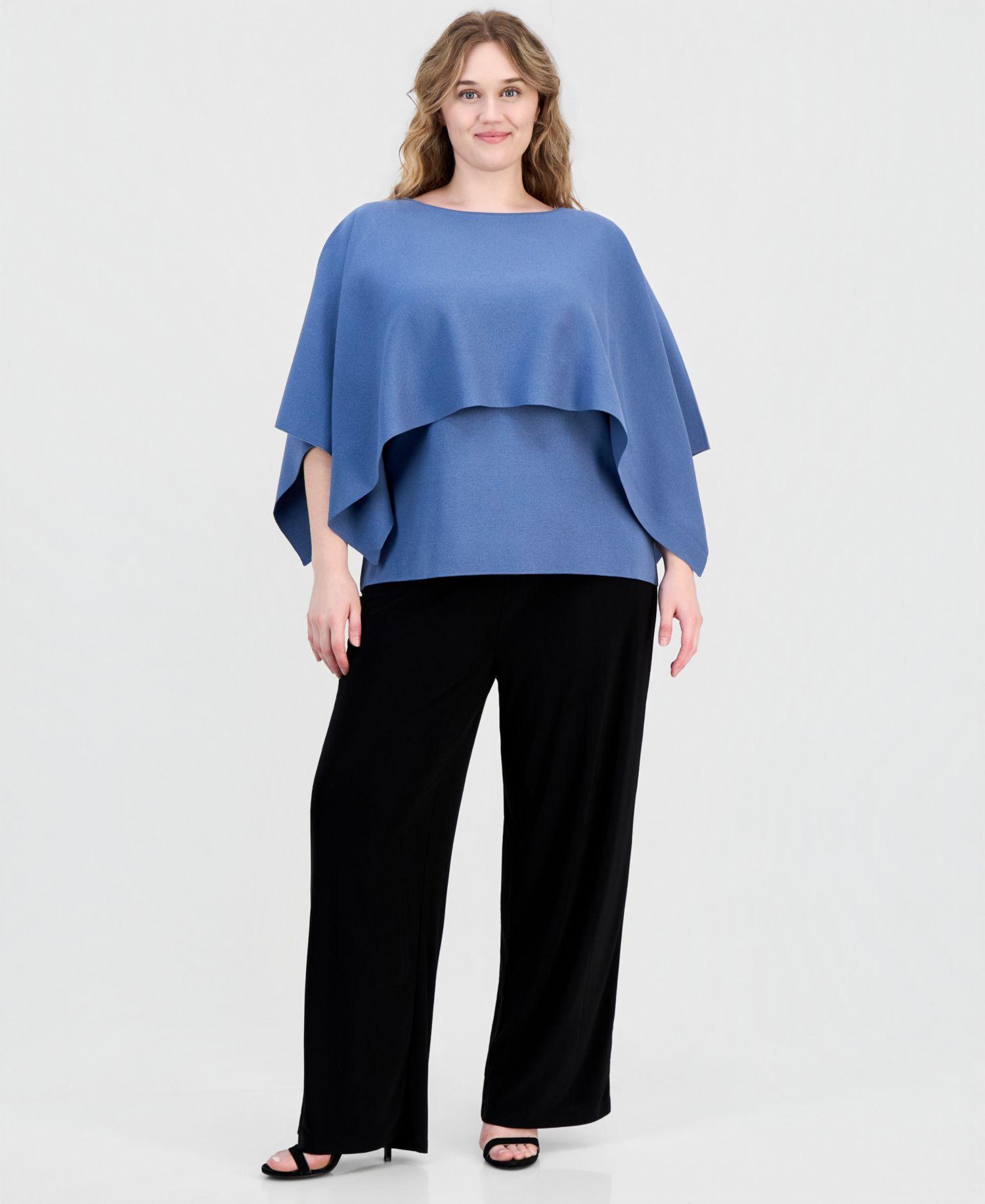 Petite Boat Neck Sweater Cape Top